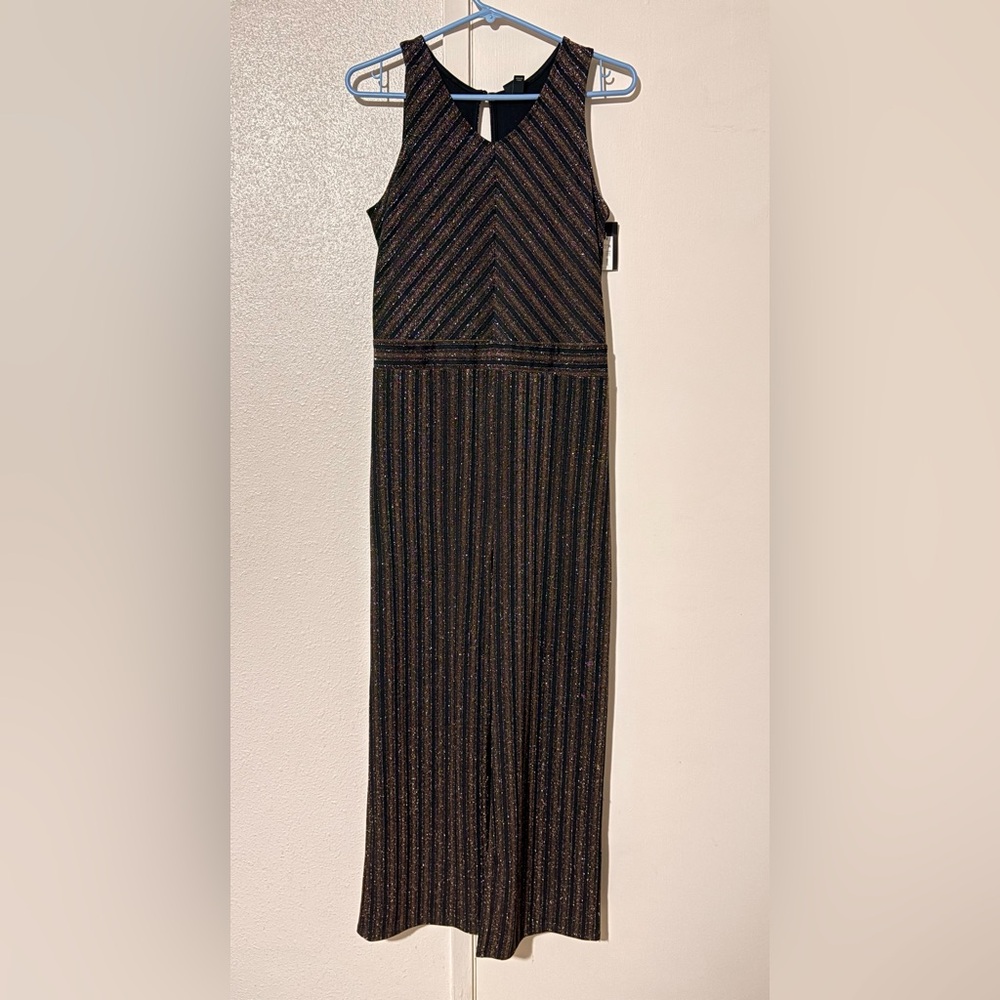 NWT Art Class Black Glittering Gold Purple & Silver Striped Pants Suit